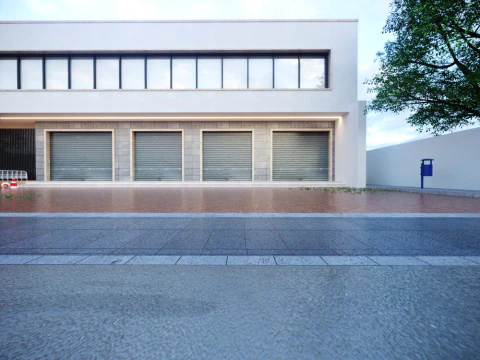 Model of a modern two-story mixed-use building designed to serve both commercial and residential 3D Model