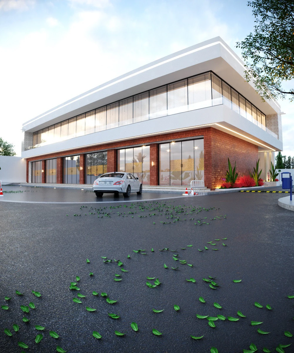 Two-story commercial building 3D Model .c4d .max .obj .3ds .fbx .stl .blend 