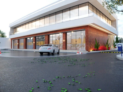 Dwukondygnacyjny budynek handlowo-usługowy Model 3D