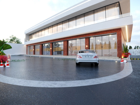 2階建ての商業ビル 3Dモデル