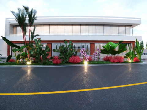 2階建ての商業ビル 3Dモデル