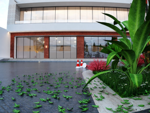 2階建ての商業ビル 3Dモデル