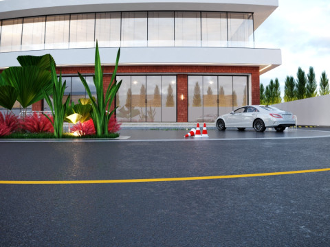 2階建ての商業ビル 3Dモデル