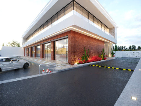 2階建ての商業ビル 3Dモデル