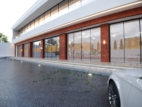 2階建ての商業ビル 3Dモデル