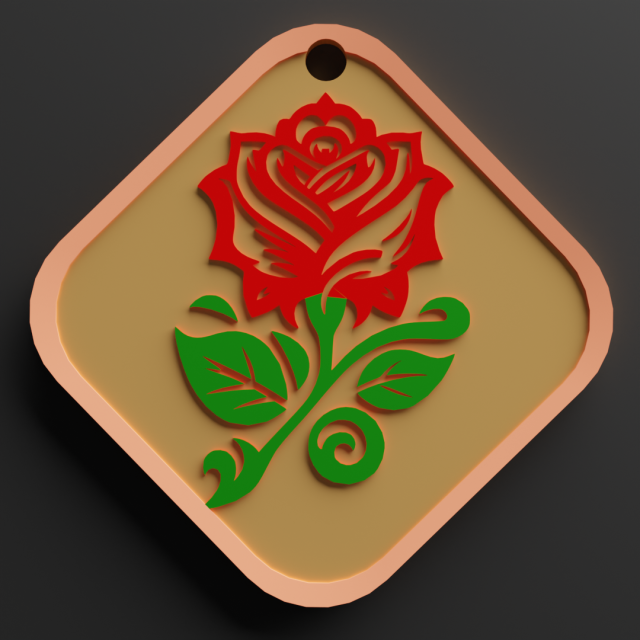 ROSE KEYCHAIN 3D-Druckmodell .c4d .max .obj .3ds .fbx .stl .blend 