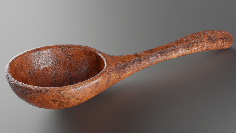 Wooden ladle Modello 3D .c4d .max .obj .3ds .fbx .stl .blend 