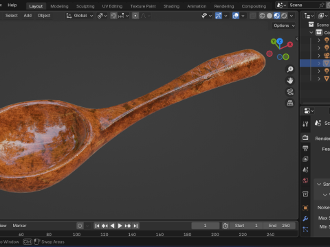 Wooden ladle Modello 3D