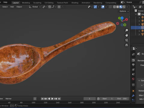 Wooden ladle 3D Model