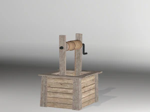 низкополигональная открытый колодец 3D Модель
