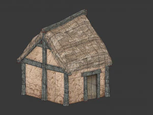 thatched house with variations 3D Model