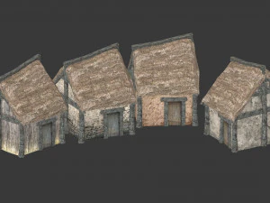 thatched house with variations 3D Model