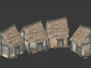 thatched house with variations 3D Model