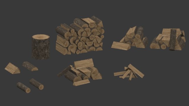chopped wood variations 3D Модель .c4d .max .obj .3ds .fbx .stl .blend 