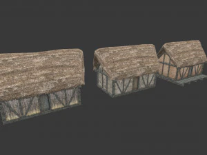 rumah jerami dengan dek dan variasi terpisah Model 3D