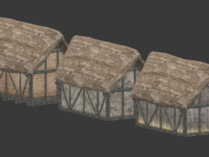 thatched house with a separate deck and variations 3D Модель