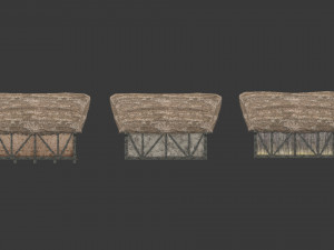 thatched house with a separate deck and variations 3D Модель