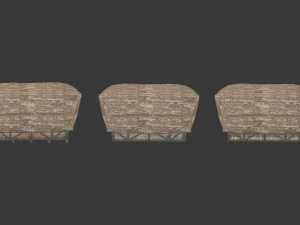 thatched house with a separate deck and variations 3D Model