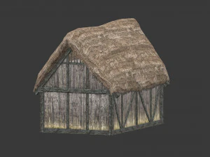 thatched house with a separate deck and variations 3D Model