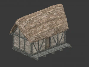thatched house with a separate deck and variations 3D Model