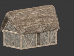 thatched house with a separate deck and variations 3D Model