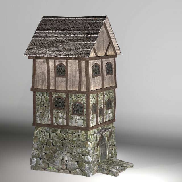 medieval high house 3D Model .c4d .max .obj .3ds .fbx .stl .blend
