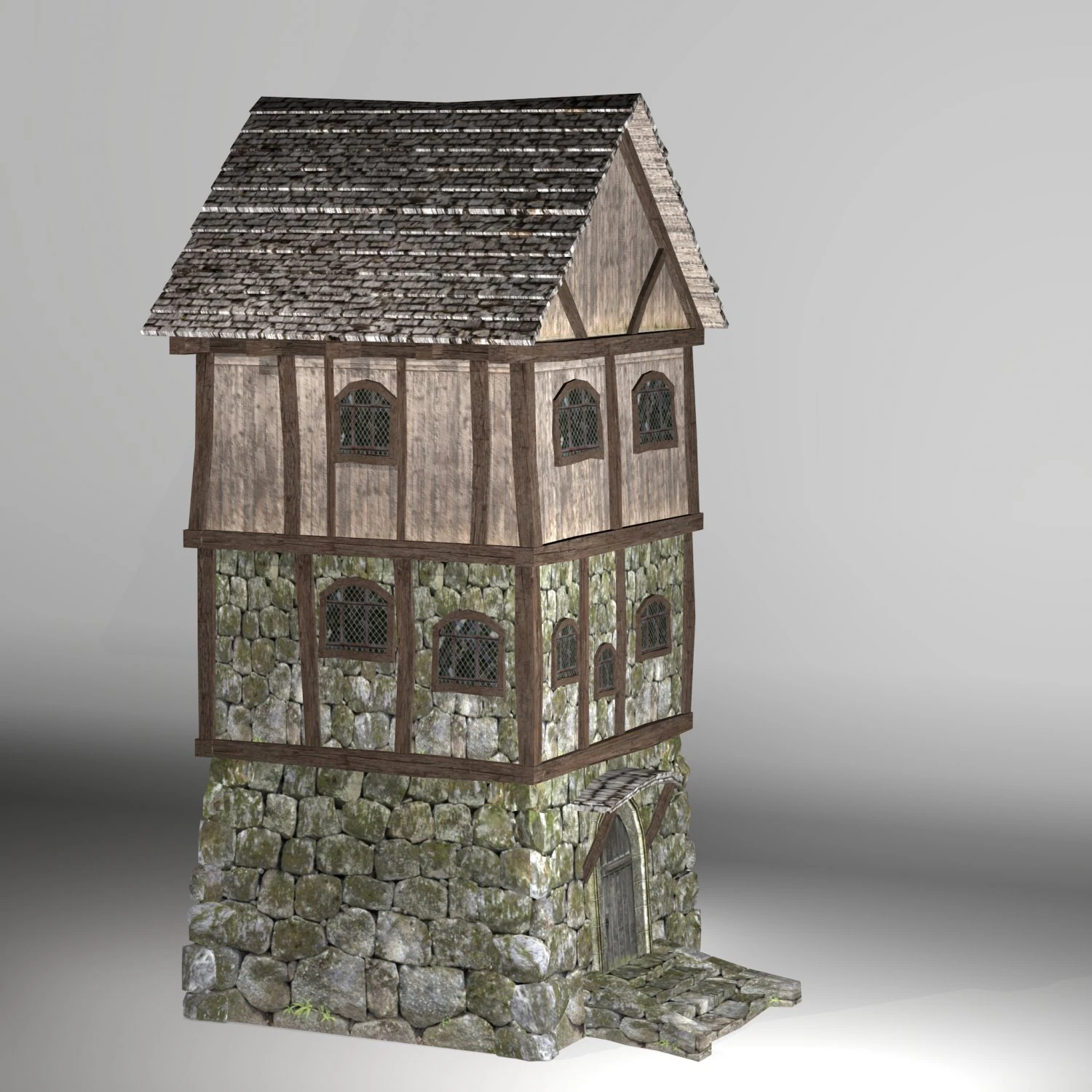 medieval high house 3D Model .c4d .max .obj .3ds .fbx .stl .blend 