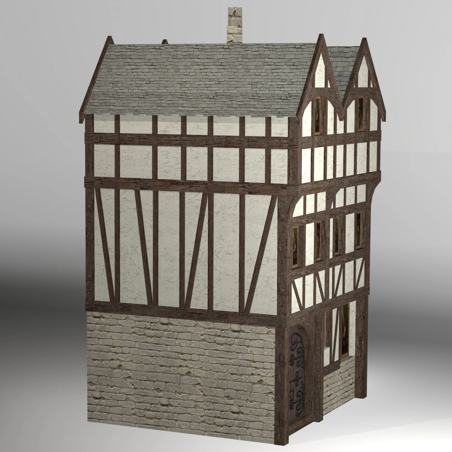 medieval high house2 3D Model .c4d .max .obj .3ds .fbx .stl .blend 