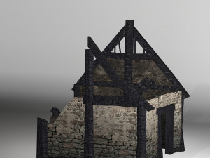 burned thatched house 3D मॉडल