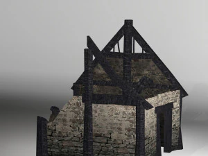 membakar rumah jerami Model 3D