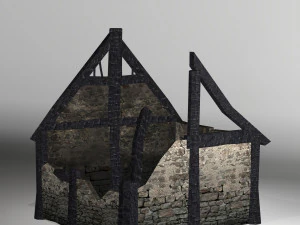 burned thatched house 3D Model