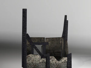 burned thatched house 3D Model