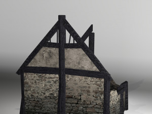 burned thatched house Modèle 3D