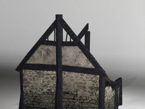 burned thatched house 3D Model