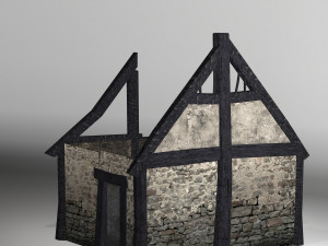 burned thatched house Modèle 3D