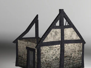 burned thatched house 3D Model