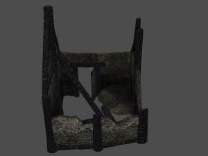 burned thatched house Modèle 3D