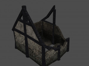 burned thatched house Modèle 3D