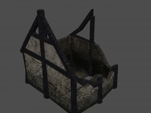 burned thatched house 3D Model