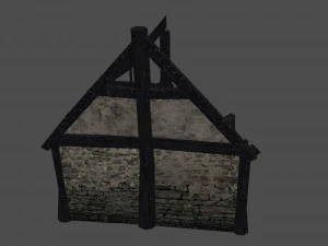 burned thatched house 3D Model