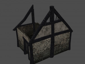 burned thatched house Modèle 3D
