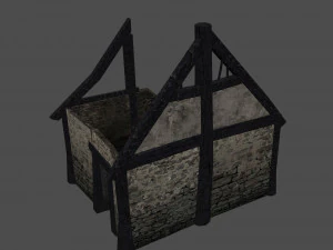 burned thatched house 3D Model