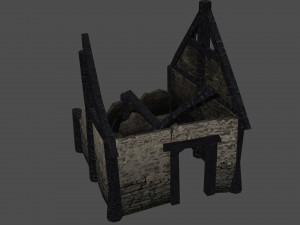 burned thatched house Modèle 3D