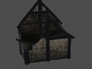 burned thatched house Modèle 3D