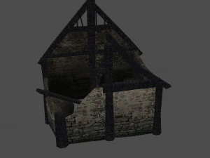 burned thatched house 3D Model