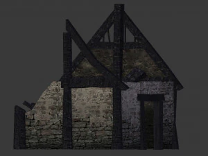burned thatched house 3D Model