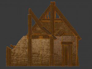 burned thatched house Modèle 3D