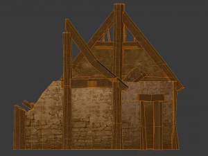 burned thatched house 3D Model