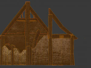burned thatched house 3D Model