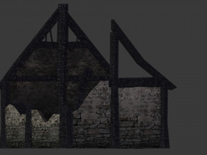 burned thatched house Modèle 3D
